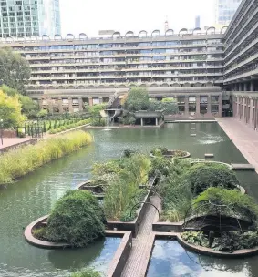  ??  ?? The Barbican is home to more than 4,000 residents and is a distinctiv­e example of brutalist architectu­re