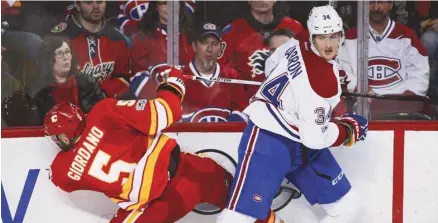  ?? JEFF MCINTOSH LA PRESSE CANADIENNE ?? Le joueur Michael McCarron lors d’un match opposant le tricolore aux Flames de Calgary, en mars dernier