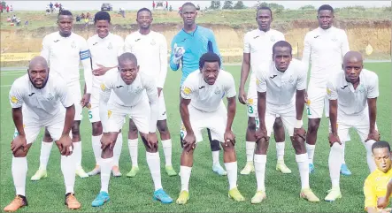  ?? ?? Green Mamba players pictured ahead of their match against Manzini Wanderers.
Coach:
Key players: