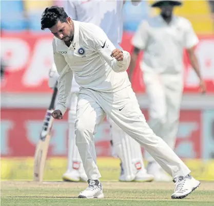  ??  ?? India’s Kuldeep Yadav reacts after dismissing West Indies’ Sunil Ambris.