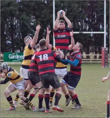  ??  ?? Arklow claim this line out against Newbridge.