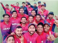  ?? Twitter photo ?? Nepal cricket team players pose for a selfie after winning the ODI series 2-1 against the UAE. —