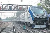  ?? MOHD ZAKIR/HT FILE ?? Train 18 is capable of touching 200 kmph if tracks in the Indian Railways’ network are upgraded, officials said.