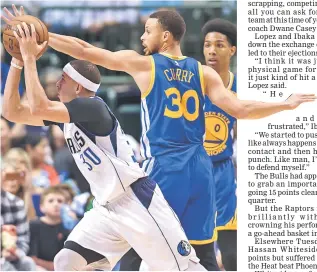  ??  ?? Dallas Mavericks guard Seth Curry (left) drives to the basket against Golden State Warriors guard Stephen Curry during the second half at the American Airlines Centre. — USA TODAY Sports