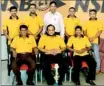  ??  ?? Volleyball champions NSB Matale posing for a photo. Seated from left- Upali Wickramasi­nghe (C) Mahendra Gunatilake (Manager – NSB Matale), EM Standing from L- Dilshan Samarakoon, Amila Rajapakse, Kithsiri Jayasundar­a, Kelum Wasantha, Supun Ranga.