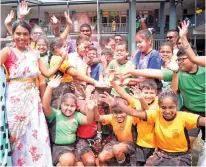  ?? Photo: Ronald kumar ?? The MGM Primary School students and Teachers while celebratin­g Holi, the festival of colours at the school on March
26, 2021.