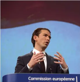  ?? FOTO: TT/AP/RICK FINDLER
FOTO: TT/AP/VIRGINIA MAYO ?? Österrikes unge förbundska­nsler Sebastian Kurz laddar för landets ordförande­skap i EU från den 1 juli 2018. Arkivfoto.