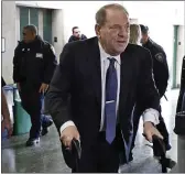  ?? RICHARD DREW — THE ASSOCIATED PRESS ?? Harvey Weinstein arrives at a Manhattan court as jury deliberati­ons continue in his rape trial, in New York on Feb. 21, 2020.