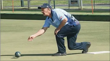  ?? ?? Yarrawonga Bowls Club’s Fred Brown in his match vs Tungamah.