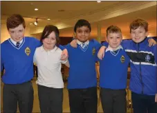  ??  ?? Rory McMahon, Chanelle O’ Brien, Mark Llyod, David Donavan and Eoin Bradshaw of CBS Primary School pictured at Siamsa Tíre.