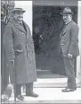 ??  ?? Labour’s Arthur Henderson, left, and Ramsay Macdonald at the door of No 10 Downing Street in November 1923