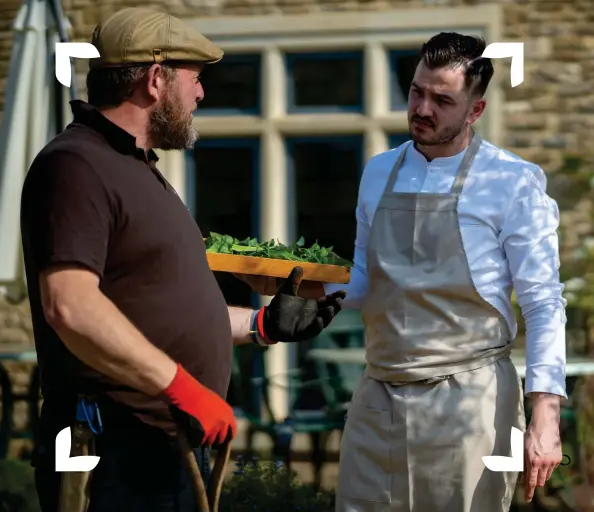  ?? ?? Pictured left to right: The Dining Room at Whatley Manor; Festive treats; Kitchen Garden at Whatley Manor Hotel