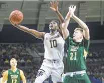  ??  ?? Notre Dame's TJ Gibbs drives against William and Mary's Quinn Blair (21) Saturday. The Tribe dropped to 1-3 with the loss.