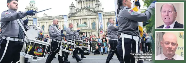  ??  ?? TUV leader Jim Allister (top), and historian
Quincey Dougan