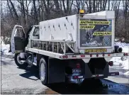  ?? BEN HASTY — MEDIANEWS GROUP ?? The tank truck from the Pennsylvan­ia Fish and Boat Commission with a sign on the back that reads “Another Truckload of Family Fishing Fun!” The Pennsylvan­ia Fish and Boat Commission was stocking trout in the Wyomissing Creek in Cumru Township in February.