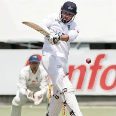  ?? BACKPAGEPI­X ?? IN A HURRAY: Stiaan van Zyl took the game to the Dolphins as he smashed 108 at Kingsmead yesterday in the Cobras’ pursuit of the Sunfoil Series title.