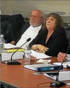 ?? KATHLEEN CAREY – DIGITAL FIRST MEDIA ?? Paul Andriole, vice chairman of the Chester Water Authority board and representa­tive from Chester County, sits next to Cynthia Leitzell, authority president and Delaware County representa­tive at a recent board meeting.