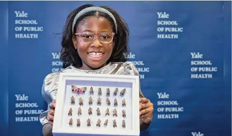  ?? Yale University / Contribute­d photo ?? Bobbi Wilson was honored during a ceremony at the Yale School of Public Health for donating a collection of dead spotted lanternfli­es to the Yale Peabody Museum on Jan. 20.