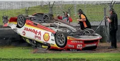  ?? GETTY IMAGES ?? Fabian Coulthard emerged unhurt after flipping his car yesterday.