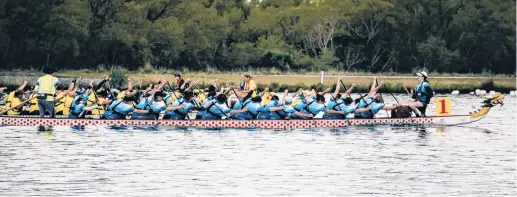  ?? PHOTO: SUPPLIED ?? Happy paddlers . . . The Otepoti Dragons compete at Lake Hood, near Ashburton, last month. Below: The Otepoti Dragons at Lake Hood.
