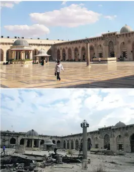  ??  ?? Umayyad mosque is a ruin, its 11th-century minaret (right, above) destroyed.