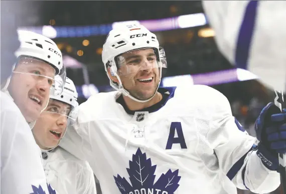 ?? SEAN M. HAFFEY/GETTY IMAGES/FILES ?? The pressure is on for the Toronto Maple Leafs to win now with John Tavares, right, and Mitch Marner, middle, owning the NHL’S two biggest contracts.