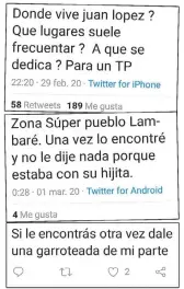  ??  ?? Algunas de las amenazas contra el joven árbitro que fueron proferidas en Twitter.