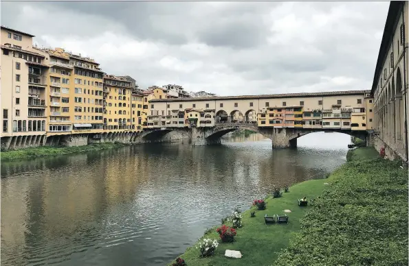  ?? PHOTOS: COURTNEY BONNELL/THE ASSOCIATED PRESS ?? The Ponte Vecchio bridge, spanning the Arno River in Florence, was among the stops on a dream mother-daughter vacation through Italy.