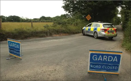  ??  ?? The road closure at Killowen Upper, Castletown.