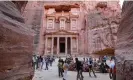  ?? Getty Images ?? Visitors near the Treasury in Petra, Jordan. Photograph: Khalil Mazraawi/AFP/