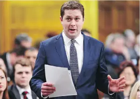  ?? SEAN KILPATRICK / THE CANADIAN PRESS ?? Conservati­ve Leader Andrew Scheer has been slow to seize the opportunit­y to attack the Liberals for tying summer jobs funding to support for abortion.