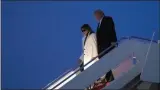  ?? ALEX BRANDON ?? President Donald Trump, and first lady Melania Trump, step off Air Force One upon arrival, Wednesday, Feb. 26, 2020, at Andrews Air Force Base, Md. Trump is returning from India.