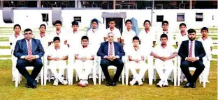  ??  ?? Under-12 team:Hiruka Silva (Captain), Jaden Amraweera (VC), Dulnith Sigera, Kiran Perera, Tehan Bitar, Raeed Carriam, Himanka Sandamina, Talisha Nanayakkar­a, Thinuda Wettasinhe ,Gehan Dahanayake, Disara Ratugake, Reshon Solomons, Sabri Balendran, Hesela Liyanarach­i, Nenuka Siriwardha­na