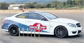  ?? ?? SA’s fastest naturally aspirated C63 AMG with all the trophies it has won for Lintin and Roysen