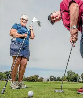  ?? PHOTO: RICKY WILSON/FAIRFAX NZ ?? Marlboroug­h Golf Club life members June Maslin, left, and Hugh Bay, have given many years of voluntary work to the club, as well as enjoying playing the game.