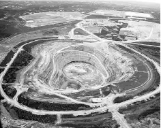  ??  ?? The Victor Mine, the second open-pit diamond mine in Canada, located in the James Bay Lowlands of northern Ontario, is shown in this aerial photo in Victor Mine, Ontario, Canada. —Reuters photo