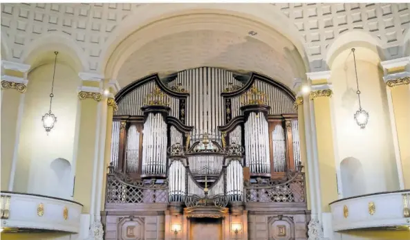  ?? FOTO: KERSTIN KRÄMER ?? Die Orgel der Völklinger Versöhnung­skirche ist im März 1930 eingeweiht worden, im März 2021 endete eine groß angelegte Reparatur.