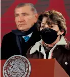  ?? ALEJANDRO AGUILAR ?? Delfina Gómez, mañanera / en la conferenci­a