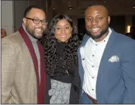  ??  ?? State Rep. Charles Blake (D-Little Rock) with Taneesha and Antwan Phillips