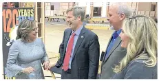  ??  ?? FROM LEFT New Mexico Governor Susana Martinez, Albuquerqu­e Mayor Tim Keller, Netflix vice president for physical production Ty Warren and Albuquerqu­e film liaison Alicia Keyes talk following a news conference at ABQ Studios in Albuquerqu­e, New Mexico on Monday.