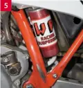  ??  ?? 5: Pressure bottle for the WP suspension is tucked away and just visible is one of the extra drillings in the airbox to aid breathing.