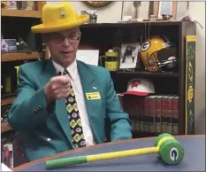  ??  ?? In this Dec. 6 photo, Outagamie County Circuit Court Judge John Des Jardins talks about his Green Bay Packers-themed gavel at his chambers in Appleton, Wis. AP PHOTO/GENARO C. ARMAS