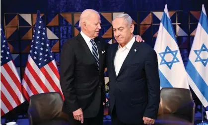  ?? Photograph: Avi Ohayon/Israel Gpo/Zuma Press Wire/Shuttersto­ck ?? Joe Biden with Benjamin Netanyahu in October last year. Aipac’s influence has been diminished by its unwavering backing of the Israeli PM.