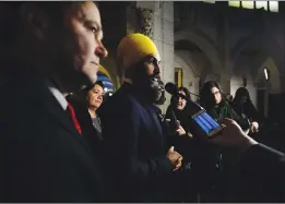  ?? CP PHOTO SEAN KILPATRICK ?? NDP leader Jagmeet Singh holds a press conference on Parliament Hill in Ottawa on Wednesday.