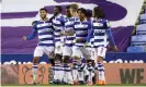  ??  ?? Reading’s players celebrate after Lucas João’s sxith goal of the season. Photograph: Naomi Baker/Getty Images