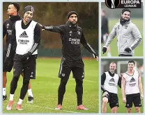  ??  ?? ALL SMILES Aubameyang back with team-mates and Arteta