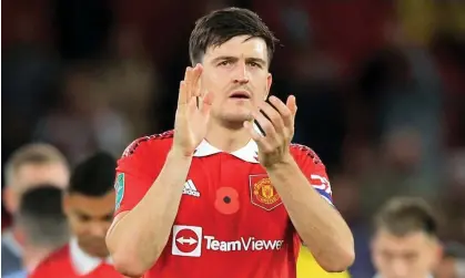  ?? AFP/Getty Images ?? Harry Maguire applauds Manchester United’s fans after Thursday’s Carabao Cup win against Aston Villa. Photograph: Lindsey Parnaby/