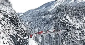  ?? ?? THE Glacier Express is a direct train connecting railway stations of the two major mountain resorts of Zermatt and St. Moritz via Andermatt in the central Swiss Alps. | Instagram