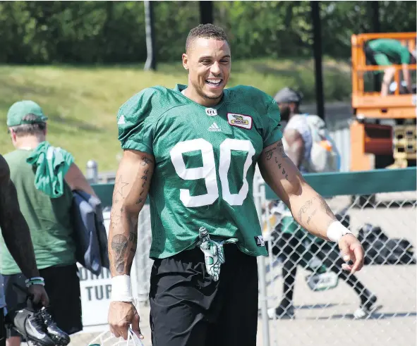  ?? MATT OLSON/FILES ?? Defensive end Jordan Reaves is hoping to make the most of a second chance to play for the Roughrider­s.