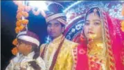  ?? HT ?? ▪ Bride Suman and groom Raja at Kandawa on Sunday.